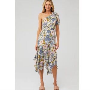 Astr One-Shoulder Dress with Floral Print